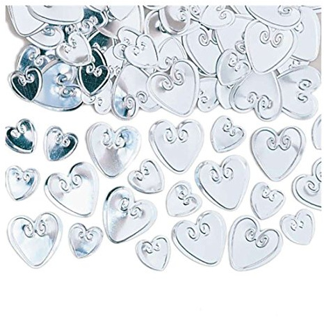 Amscan 9900502 Metallic Silver Lovely Hearts Confetti-14g-1 Pack