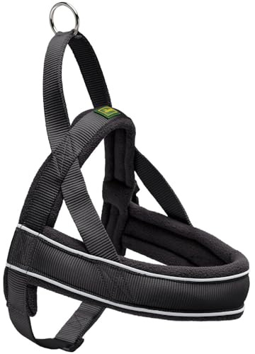 HUNTER Hundegeschirr RACING, Farbe: schwarz, weich gepolstert, reflektierend, verstellbar, Größe: S