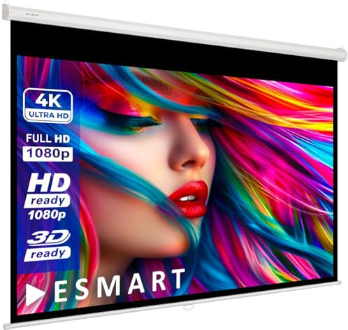 ESMART Economy EXR Rollo-Leinwand 177 cm Bild 160 x 90 cm (72) | Format 16:9 | Heimkino Beamer Projektionsleinwand Rollo Leinwand LCD LED