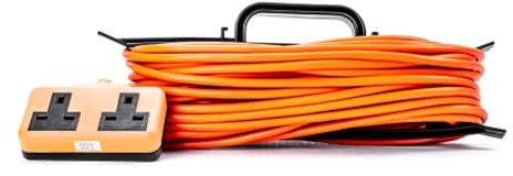 STATUS Heavy Duty Extension Lead, 25m, Orange, 13 Amp, Twin Socket, Outdoor Cable, Ideal for Garden, Site Work, DIY, Power Tools, High Visibility Design (S25M2W13AHFREXT2)