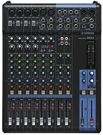 Yamaha MG12 Mixer - Compact mixer with 12 input channels, 2 group buses, 2 AUX and D-PRE mic preamps
