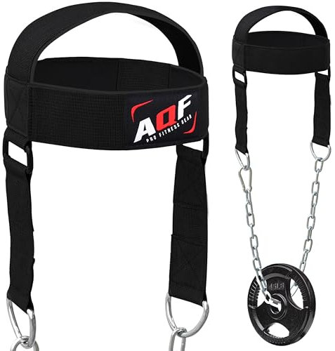 AQF Allenamento Collo, Boxe & Fitness Neck Builder Straps, Supporto Allenamento Collo Pesi, Regolabile Dip Catena Cintura, Neoprene Imbottito Testa di Formazione Imbracatura