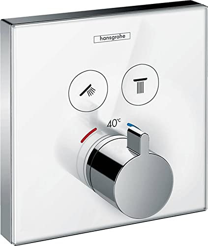 hansgrohe ShowerSelect Glas Unterputz Thermostat, für 2 Funktionen, Weiß/Chrom