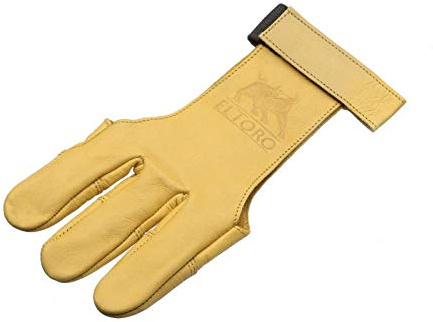 elToro Traditioneller Schießhandschuh Gelb Bogenschießen - aus angenehmen weichem Leder gefertigt, für den Bogensport, Handschuh Pfeil und Bogen (XL)