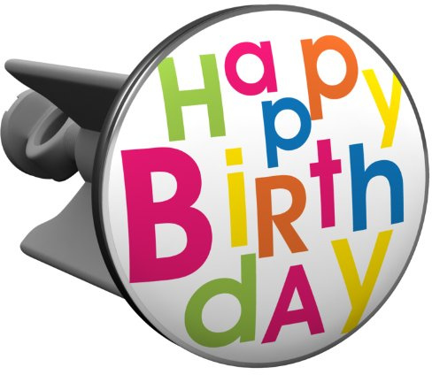 Plopp Waschbeckenstöpsel Happy Birthday, Stöpsel, Excenter Stopfen, für Waschbecken, Waschtisch, Abfluss