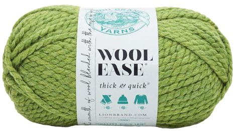 Lion Brand Yarn Wool-Ease Thick & Quick Yarn, Soft and Bulky Yarn for Knitting, Crocheting, and Crafting, 1 Skein, Grass