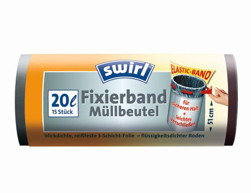 Swirl Müllbeutel 20l mit Fixierband anthrazit VE=15 Stück