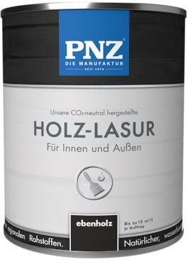 PNZ Holzlasur für Innen und Außen | lösemitttelfreie Farblasur | Nachhaltig hergestellt mit regionalen Rohstoffen | für alle Hölzer, auch Bienenhäuser, Gebinde:0.75L, Farbe:ebenholz