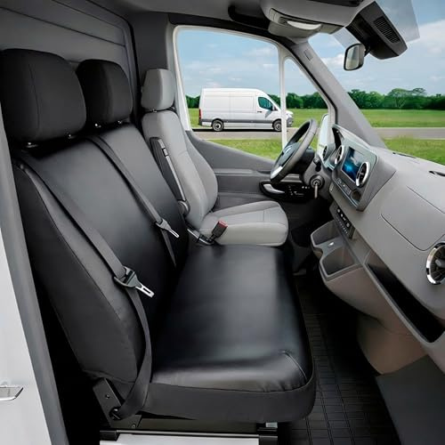 WALSER Passform Auto-Sitzbezug, Transporter-Schonbezug Kunstleder kompatibel mit VW T6, Doppelbankbezug vorne