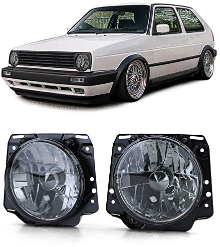 Carparts-Online Schwarze Klarglas Scheinwerfer smoke für VW Golf 2 83-91