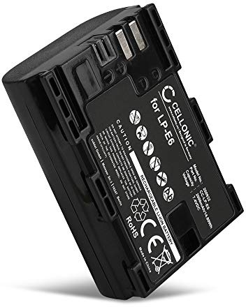 CELLONIC Akku kompatibel mit Canon EOS 5D Mark II, III, IV, 5DS, R, LP-E6 | (2000mAh-7.4V-Lithium-Ionen) für Canon EOS 60D, 60Da, 6D, Mark II, 70D, 7D, 80D, 90D, R5 C, R6, R7, Ra, WFT-E5, WFT-E7, XC10