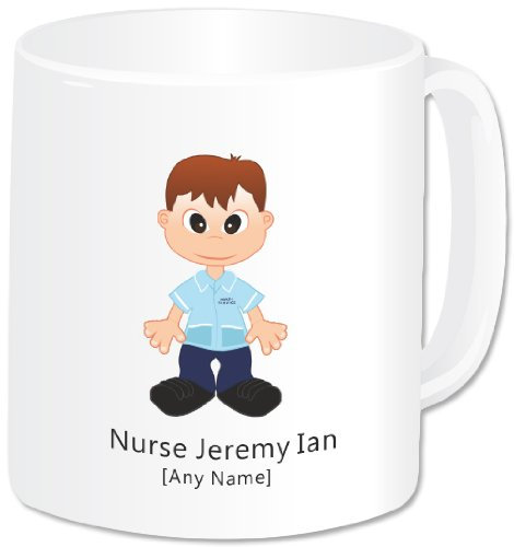 Personalised Nurse Male Jumbo Giant 20oz Mug (Light Blue Top, Navy Trousers, White Trim) - (A GoPersonalised Design)