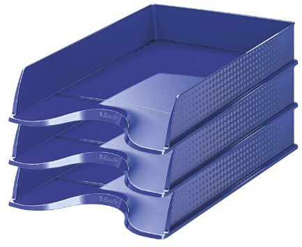 Esselte| Lot de 10x Corbeilles à courrier Fusion A4 | Empilable| Rangement de Documents, Catalogues, Brochures & Magazines | Pour la Maison, Bureau| Motif Texturé | Bleu opaque| 623693