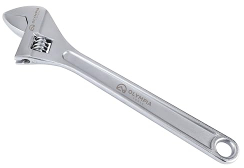 Olympia Tools 46 cm verstellbarer Schraubenschlüssel, robuster, geschmiedeter Stahl, verchromt, präzisionsgefertigte Backen, rostbeständig