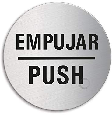 Señal Empujar Push placa en acero inox Ø 75mm No.39161
