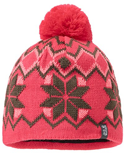 Jack Wolfskin Jungen Baby Mütze Kids Nordic Pompom Cap, Pale Cherry, S, 1903961-2640002