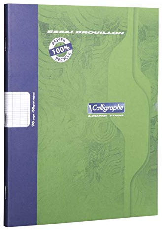 Calligraphe 2196C Lot de 10 Cahiers de Brouillon Agrafés Verts (une Marque de Clairefontaine) - 17x22 cm - 96 Pages Grands Carreaux - Papier 56 g 100% Recyclé - Couverture Carte Offset