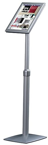 FRANKEN Infodisplay Universal A4 hoch oder quer, 86,5 - 125 cm höhenverstellbar, freistehend, tragbar, Aluminiumrahmen, BS0905