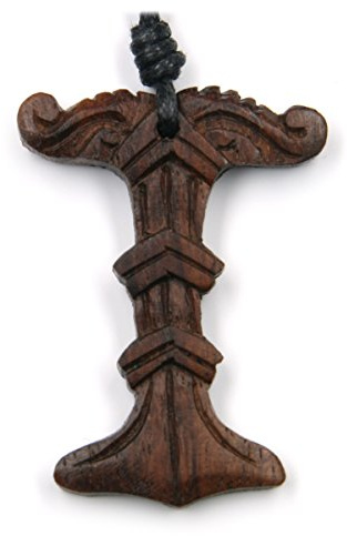 Drachensilber Irminsul Halskette Holz Kettenanhänger- inkl. Variables Band – 100% Handarbeit Anhänger Kette Holzschmuck – Wikinger Schmuck Damen Herren