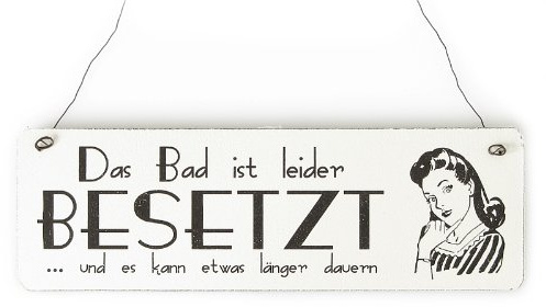 Interluxe Schild mit Spruch Shabby Vintage Türschild Das Bad ist leider besetzt Dekoration Holzschild Badezimmer Beautyraum Geschenkidee Freundin Tochter Mädels