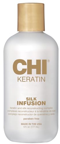 CHI Keratin Silk Infusion, Hydrating Hair Serum For Restoring Softness & Shine, Helps Dry, Damaged Hair, Sulfate-free, 6 Oz