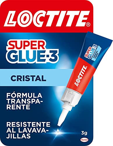 Loctite Super Glue-3 Cristal, adhesivo para cristal resistente al agua, pegamento instantáneo especial para cristales, pegamento transparente y extrafuerte, 1x3 g