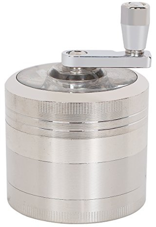 Wamvp 4 Pieces Grinder Hand Cranked Zinc Alloy Herbal Tobacco Grinder Color sliver