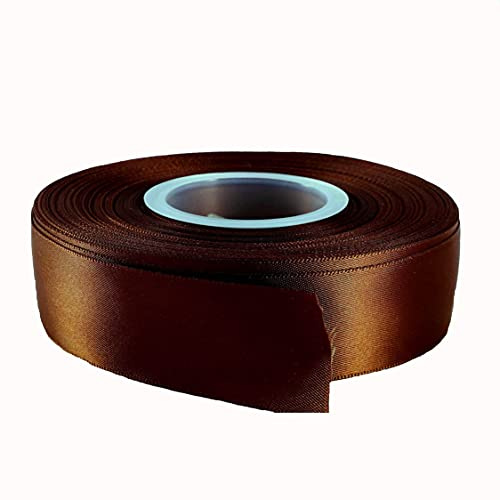 23 meter satinband 20 mm i flera färger som presentband för bröllop, som kant, hantverkskonst, för förkläden, som dekoration. - brun, 20 mm