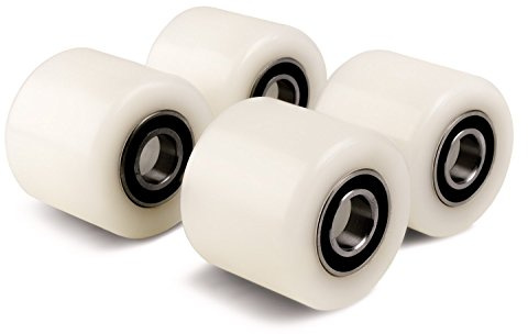 Set di 4 ruote per carrello portapallet (diametro 82 mm, larghezza 70 mm), ruote in nylon/ruote con cuscinetti a sfera, con un diametro di 20 mm, dimensioni: 82 x 70 x 20 mm, 700 kg