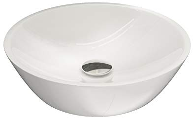 Aqua Bagno | Rundes Waschbecken, weißes Keramikwaschbecken, Aufsatzwaschbecken, Waschschale ohne Überlauf | 45 cm