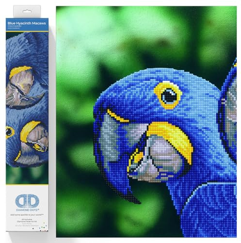 DIAMOND DOTZ DD9.023 - Original 5D Diamond Painting Set Blaue Papageien, Kreativset mit 14.022 Diamant Mosaiksteinen, Malset ca. 37 x 52 cm, DIY Komplettset für Erwachsene und Kinder ab 8 Jahren