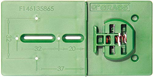 Gedotec Bohrschablone Topfband Bohrlehre Möbelscharnier GREEN JIG GRASS | Schablone für Lochreihe mit 32 mm Raster | MADE IN AUSTRIA | Kunststoff PVC grün | 1 Stück - Anreißlehre komfort