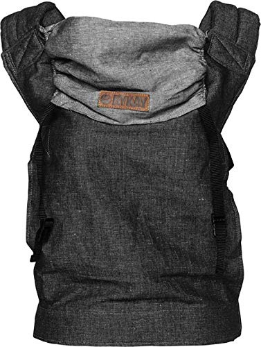 ByKay Babytrage Click Carrier Classic ergonomische & komfortable Denim-Trage mit Klickverschlüssen | Bauch-, Hüft- und Rückentrage mit Schlafhaube