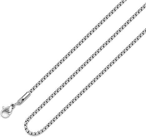 2mm Stainless Steel Square Rolo Chain Necklace for Men & Women 16 Inches