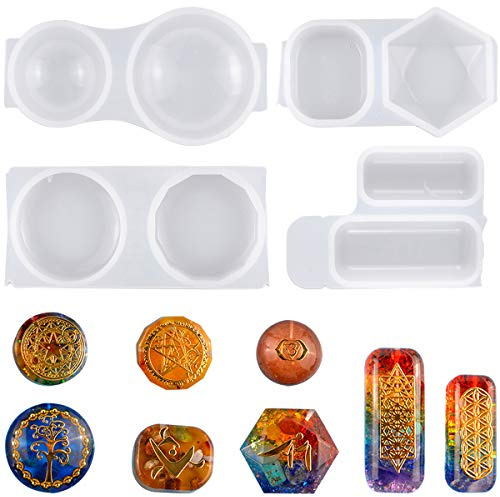 HQdeal 4Pcs Stampi in Resina Siliconica per creazione di Gioielli, Stampo Gioielli in Silicone, Stampi in Resina Epossidica, Stampi Colata in Resina per Collane Pendenti Braccialetti Orecchini