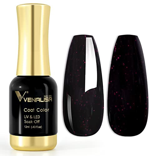 VENALISA 12ml Black Cherry Gel Nail Polish Soak Off Nail Lamp UV LED Natural Nail Gel Polish Nail Art DIY Manicure French Gifts, 0.43 OZ
