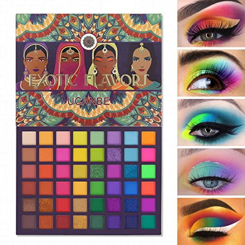 UCANBE Fard à Paupières 48 Couleurs - Palette Maquillage Yeux Shimmer Matte Hautement Pigmentées - Ombre a Paupiere Imperméable Longue Durée