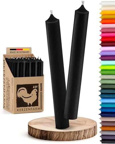 Stabkerzen 10 Stück Tafelkerzen durchgehend gefärbt Spitzkerzen für die Tisch-Deko zur Hochzeit Weihnachten & Party Farbe: Schwarz Höhe:18cm