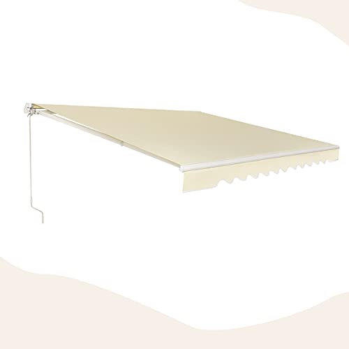 GOPLUS Store Banne Manuel 3Mx2,5M, Auvent de Terrasse Extérieur et Tissu Résistant aux UV avec Manivelle et Angle Réglable 5-35°pour Patio,Balcon,Terrasse (Beige)