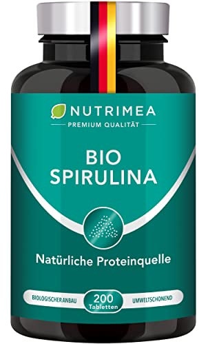 Spirulina Tabletten | ZERTIFIZIERTE BIO-QUALITÄT | Laborgeprüft & Ohne Zusätze | 200 Stück | Reine Spirulina Alge Hochdosiert 500 mg & 100% Vegan