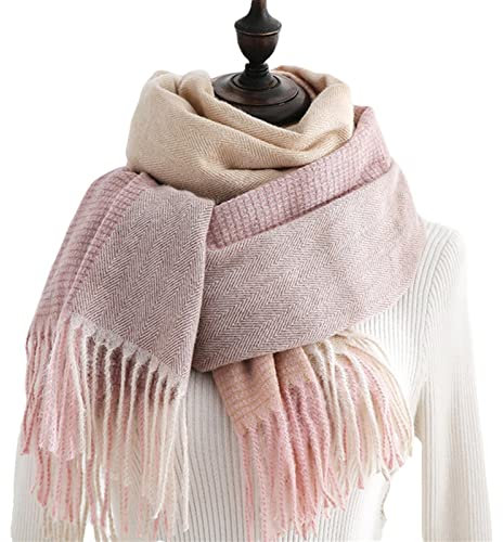 UKKO Kaschmirschal Herbst Winter Neue Kaschmir Frauen Karierten Schal Warmes Schal-Pink