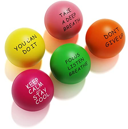 Lumarice Stress Balls (5 Pack) for Kids and Adults - Stress Relief Balls with Motivational Quetos - Hand Exercise Balls to Relieve Anxiety and Stress