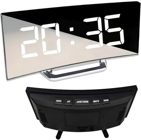 Retoo Reloj Despertador Digital Pantalla LED Grande Números Luminosos Alimentado por Batería/USB Fecha y Temperatura Función Reloj de Mesa para Dormitorio Oficina Negro