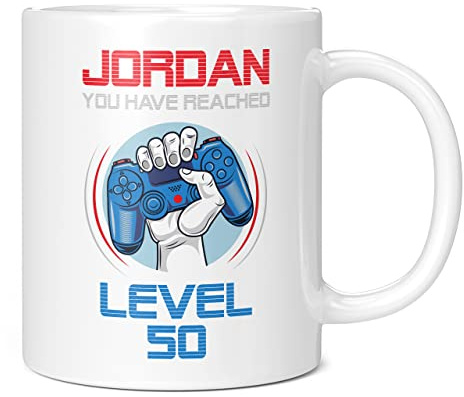Mug Monster - Taza personalizable para 50 cumpleaños, taza de café de cerámica, regalo para hombres o mujeres, extra grande y gigante disponible, taza blanca de 20 onzas