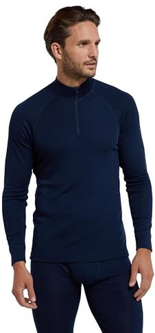 Mountain Warehouse Merino Mens Zip Neck Base Layer Top | Lightweight & Comfortable Merino Wool Long Sleeve T-shirt for Longer Wears, Thermal Underlayer for Winter & Everyday Wear