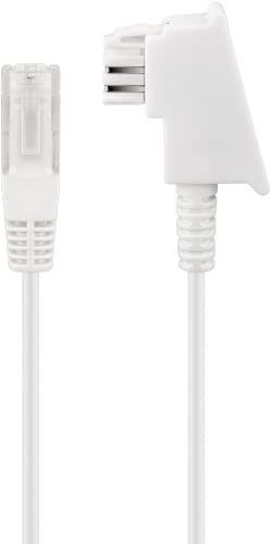 goobay 60677 Câble de routeur téléphonique Câble de raccordement pour DSL/ADSL/VDSL, TAE-F mâle vers RJ45 mâle (8P2C) Blanc 30 m
