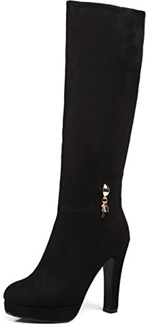 Bviennic Donna Eleganti Plateau Tacco Alto Warm Vestito Stivali Alti