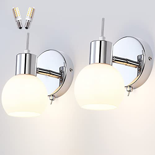 TYhogar 2 Stücke Wandleuchte 5W E14 Wandlampe Wasserdicht Einstellbarer Lichtstrahl Beleuchtung Fixture Vintage-Acryl-Wandleuchte für Schlafzimmer, Wohnzimmer, Treppen, Korridor
