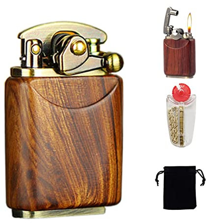 Encendedor de queroseno antiguo vintage, encendedor de aceite de gasolina con brazo basculante de llama suave, encendedores de trinchera reutilizables a prueba de viento for esposo, novio y padre ( Co