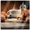 Pixxprint Glasbild, Wandbild auf Echtglas, Croissant zum Kaffee, 40x40 cm, inkl. Aufhängung und Abstandshalter